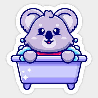 Cute koala in a bathtub cartoon character Sticker